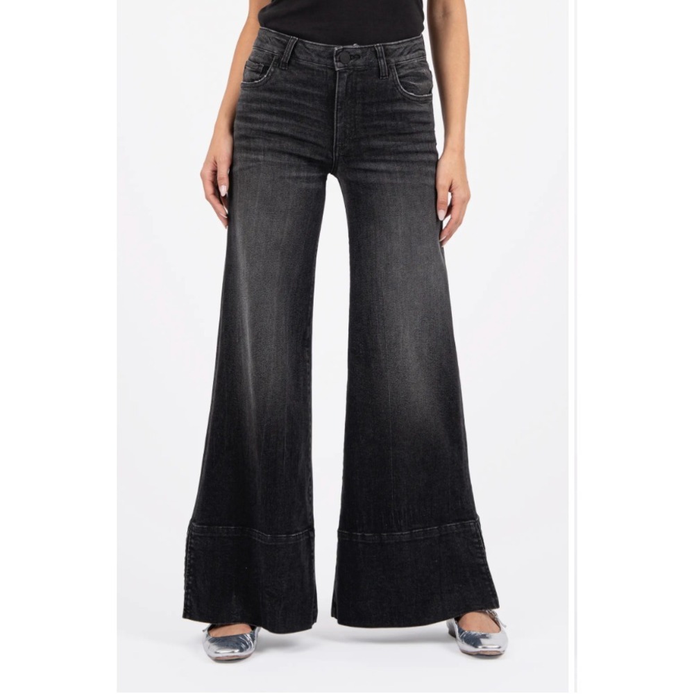 Kut From The Kloth High Rise Goldie Super Flare Jeans Size‎ 6 Black
